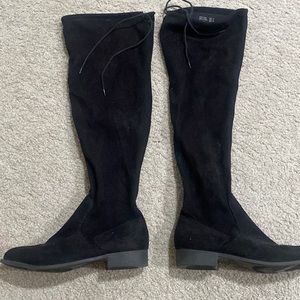 Over the knee flat black boots sz 12